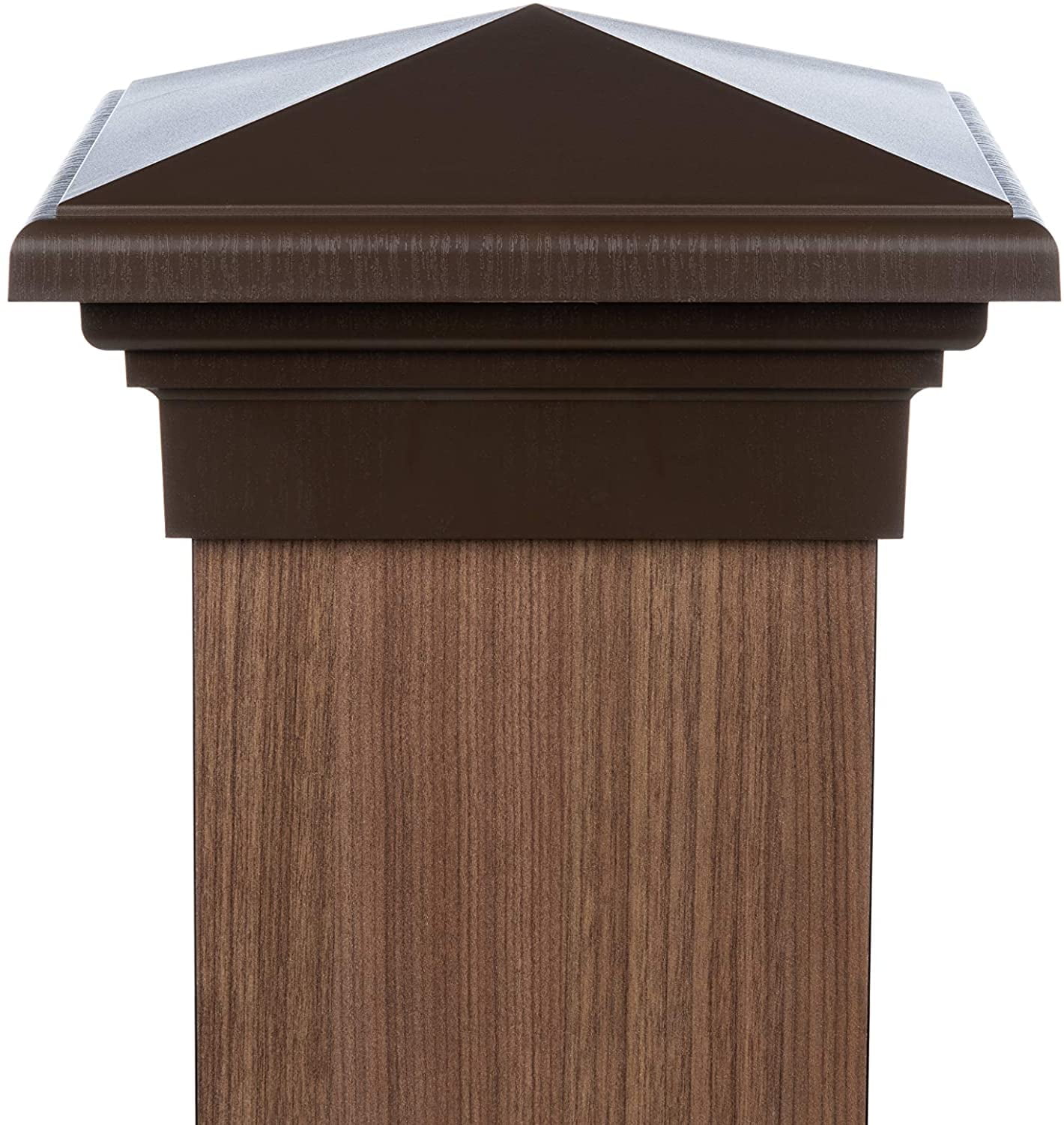 8x8 Post Cap (7.5') | Brown Pyramid Cap for Outdoor Fences, Mailboxes, Decks