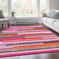 thumbnail image 6 of HomeRoots 675758 5 x 8 ft. Blush Orange & Gray Striped Washable Machine Made Rectangle Area Rug with UV Protection, 6 of 9