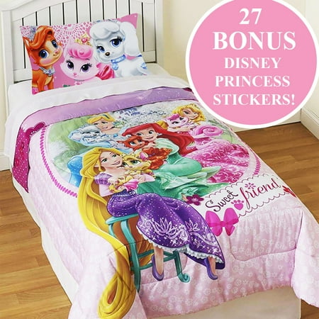 Palace Pets Twin Comforter Set Disney Princesses Sweet Pet Friends Bedding Plus Bonus Wall Stickers