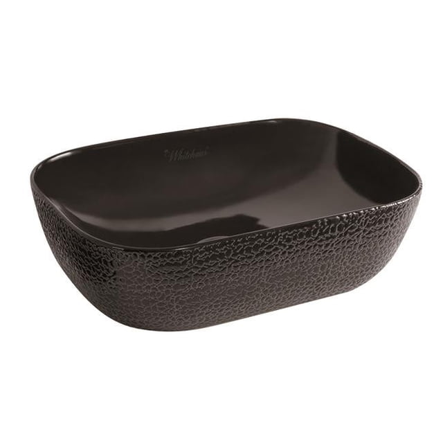 Whitehaus Collection WH71302-F04 Isabella Plus Collection Rectangular Above Mount Basin with Center Drain - Black