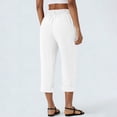 thumbnail image 3 of Women's Linen Cropped Pants Elastic Waist Wide Leg Summer Causal Capris, S, 3 of 4
