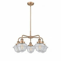 Innovations Lighting Oxford - 5 Light 25" Stem Hung Chandelier Antique Copper/Seedy