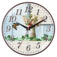 thumbnail image 1 of Patrón de bambú en la sala de estar y reloj mudo con dibujo de moda con vetas de madera, 1 of 5