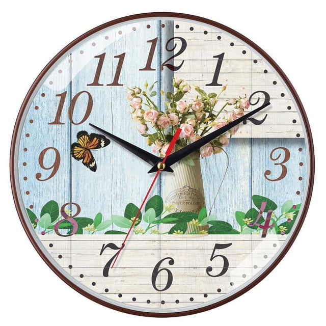 Patrón de bambú en la sala de estar y reloj mudo con dibujo de moda con vetas de madera