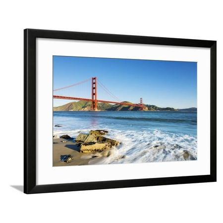 North America, USA, America, California, San Francisco, Golden gate bridge from Marine drive beach Framed Print Wall Art By Jordan (Best Drives From San Francisco)