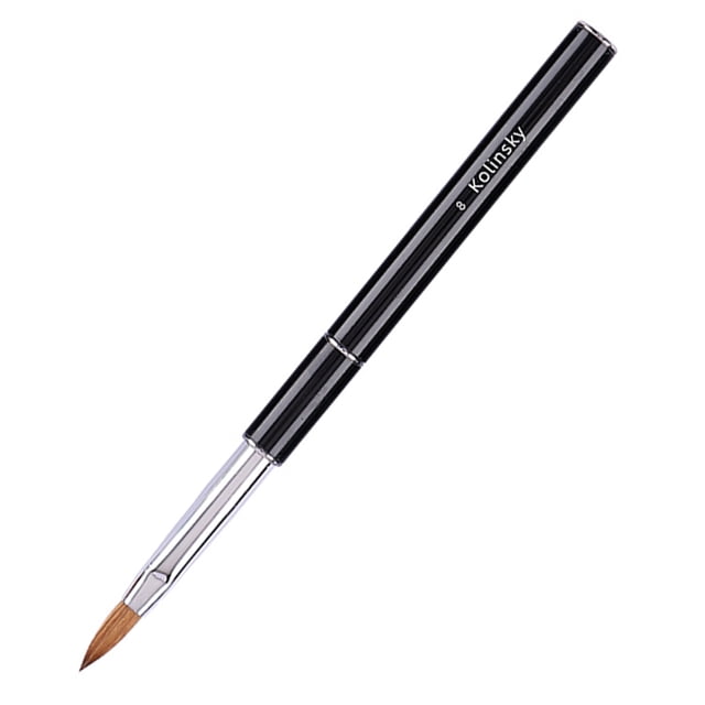 Pincel acrílico de marta con diseño de metal negro para manicura y decoración de uñas, herramienta para el hogar y el salón de bricolaje