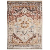 SAFAVIEH Vintage Persian Tarek Medallion Polyester Area Rug, Cream/Multi, 5' x 7'6"