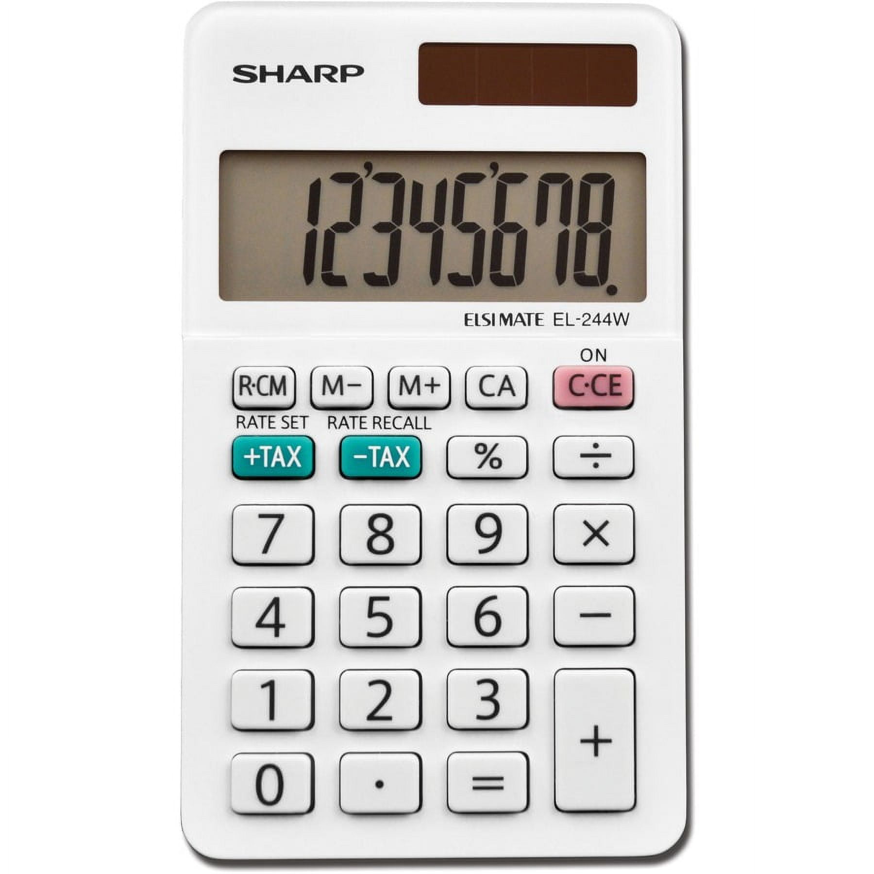 Sharp EL-244WB 8 Digit Professional Pocket Calculator - Extra Large Display, Durable, Plastic Key, Dual Power, 3-Key Memory, Automatic Power Down - 8 | Bundle of 2 Each