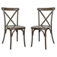 thumbnail image 2 of Flash Furniture 2 Pack Commercial Dark Brown Indoor/Outdoor Wood Look Resin Cross Back Chair, 2 of 11