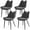 Grey, variant on Costway Dining Chair Set of 4 Faux Leather Upholstered Kitchen Chairs with Metal Legs Black