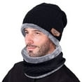 thumbnail image 1 of Conjunto de gorro y bufanda de punto cálido para invierno, gorro grueso y resistente al viento, mezcla de lana de 2 piezas, para hombre, para exteriores, ropa para clima frío, viajes, 1 of 9