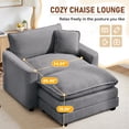 thumbnail image 2 of Muumblus 46" Accent Chair with Ottoman, Oversized Indoor Lounge Chair, Corduroy Sofa Armchair with Footstool, Gray, 2 of 10