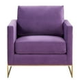 thumbnail image 7 of LeisureMod Accent Arm Chair Upholstered in Velvet with Gold Stainless Steel Sled Base and Removable Back and Seat Cushion No Assembly for Home, Bedroom, Office Lincoln Collection in Purple, 7 of 7