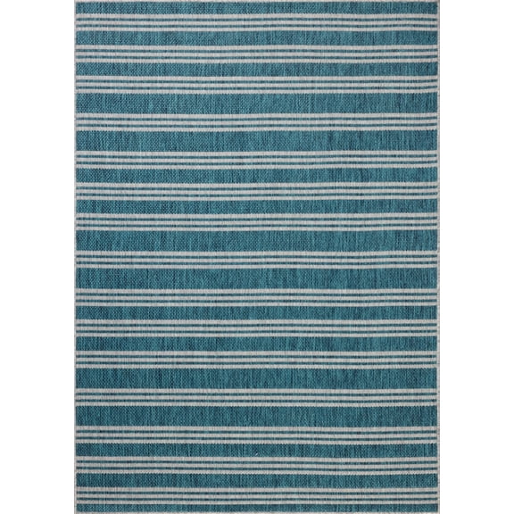 Indoor Outdoor Rug 7x9, Reversible, Loloi Easton Teal / Fog (6'7" x 9'4")