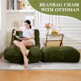 thumbnail image 2 of Baxluxe Bean Bag Chair with Ottoman, Comfy Bean Bag Sofa with Memory Foam, Lazy BeanBag Sofa with Footstool, Fireside Bean Bag Couch for Living Room, Bedroom, Apartment (Green), 2 of 9