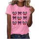thumbnail image 4 of Camisas de Manga Corta para las Mujeres Moda Casual Impresión Cuello Redondo Suéter Tee Blusas, 4 of 6