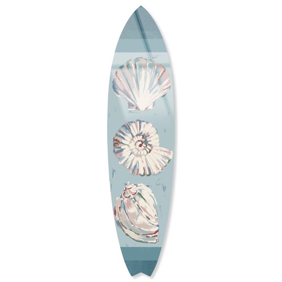 Notoriart Coastal Sea Shells Surfboard Acrylic Wall Art Die-Cut Coastal Modern High-Gloss Home Decor, 15" x 60"