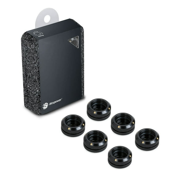 Bitspower G1/4" to Enhance Multi-Link Fitting for 16mm OD Rigid Tubing, Matte Black, 6-pack