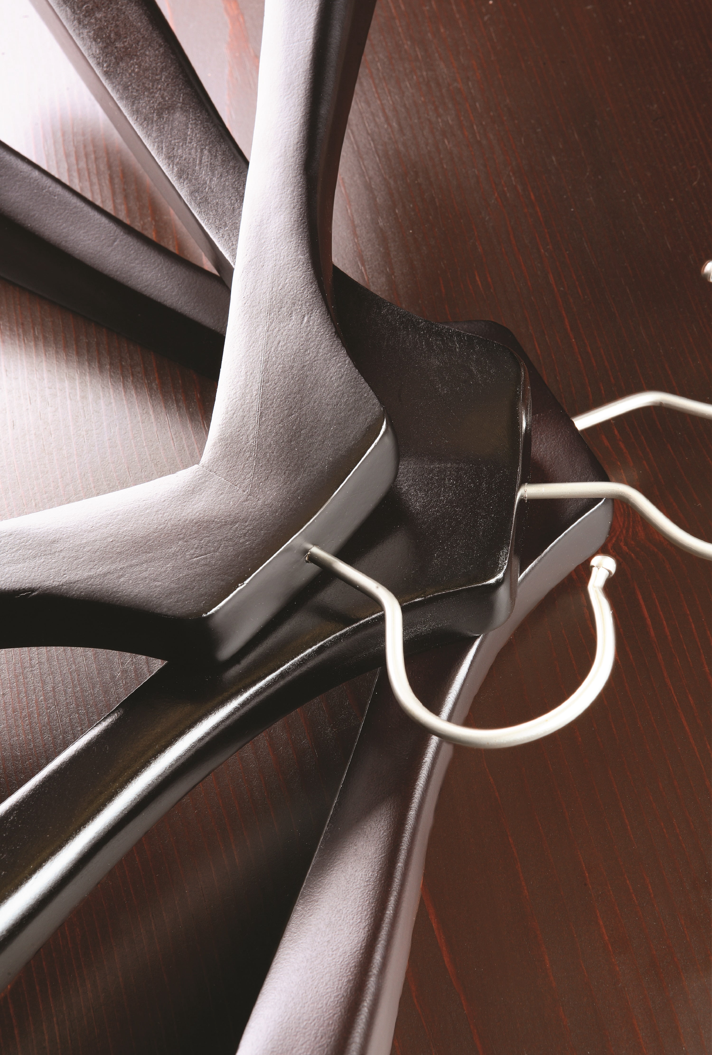 Deluxe Wooden Coat Hanger, Espresso Finish w/ Brushed Chrome Swivel Hook, Box of 12 Large Wood Jacket & Suit Top Hangers 18 inches long by 2 inches wide by International Hanger