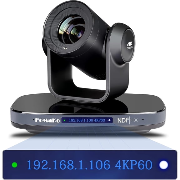 FoMaKo 4K NDI PTZ Camera, 60fps, 20x Optical Zoom, AI Auto-Tracking, USB3.0,3G-SDI , HDMI, 4K HDR for Church & Events(K820N NDI Camera Black)