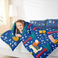 thumbnail image 3 of Castle Fairy Flat Summer Dog Print Queen Comforter Set 3 Pieces,Palm Pineapple Surf Tile Comforter Sets Queen,Navy White,Navy Blue Reversible,1 Comforter and 2 Pillowcases, 3 of 6