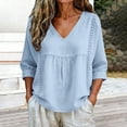 thumbnail image 6 of Womens Floral Babydoll Tops，Women'S Print T Shirt Beach Vacation Blouses Boho Floral Tops 3/4 Puff Sleeve Pleated Blouse Peasant Blouses Peplum Tops For Women Lace 3/4 Sleeve Flowy Tunic XL, 6 of 8