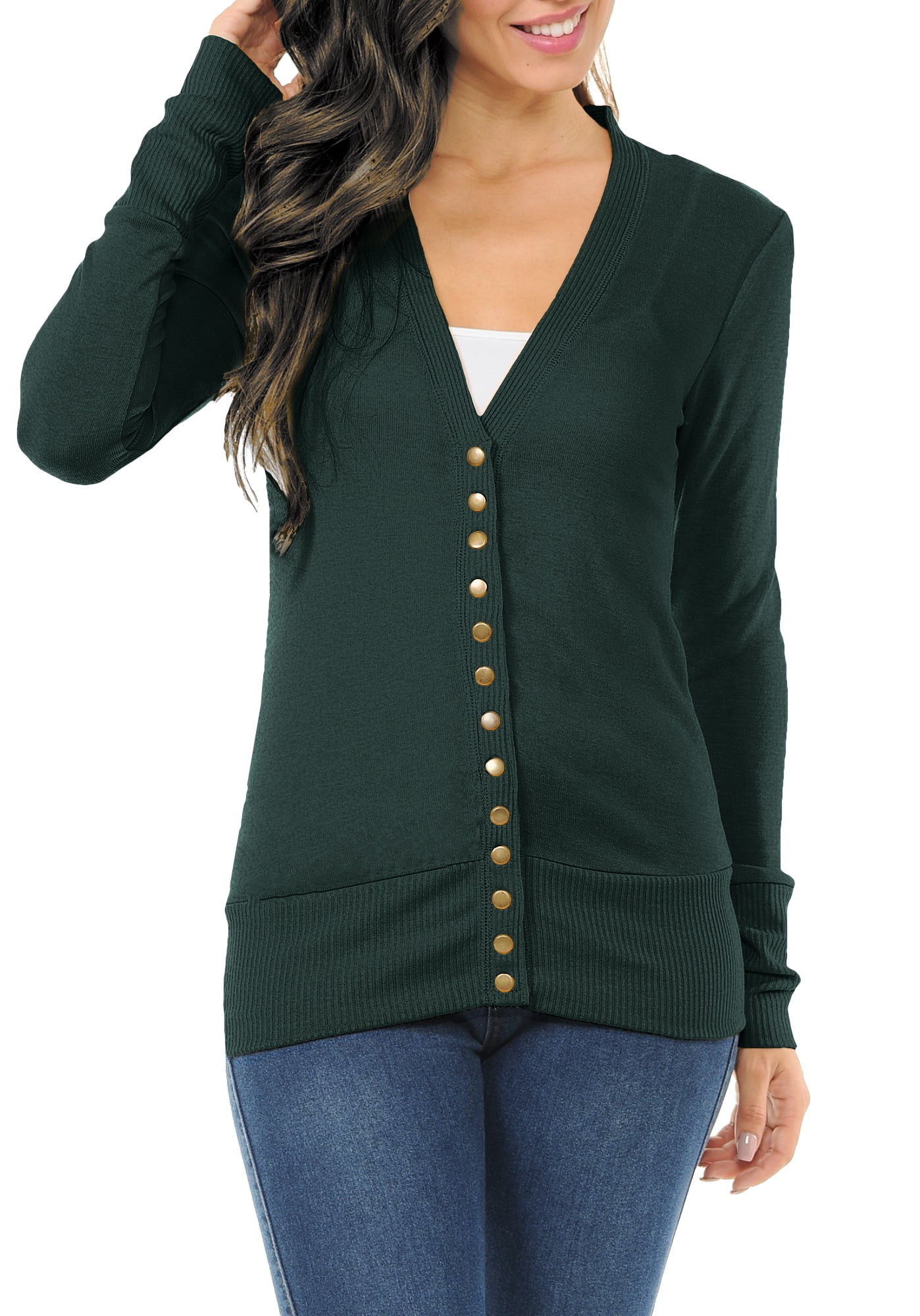 Clothing Ave Long Sleeve Snap Button Sweater Cardigan2 (Plus