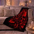 thumbnail image 6 of Red Rose Skull with Thorny Flowers, Dramatic Gothic Style for Dark Art Lovers, Crimson Skull Rose Scene and Halloween Gift, Soft Flannel Blanket for Bedroom and Study Room, Home Decor, 6 of 9