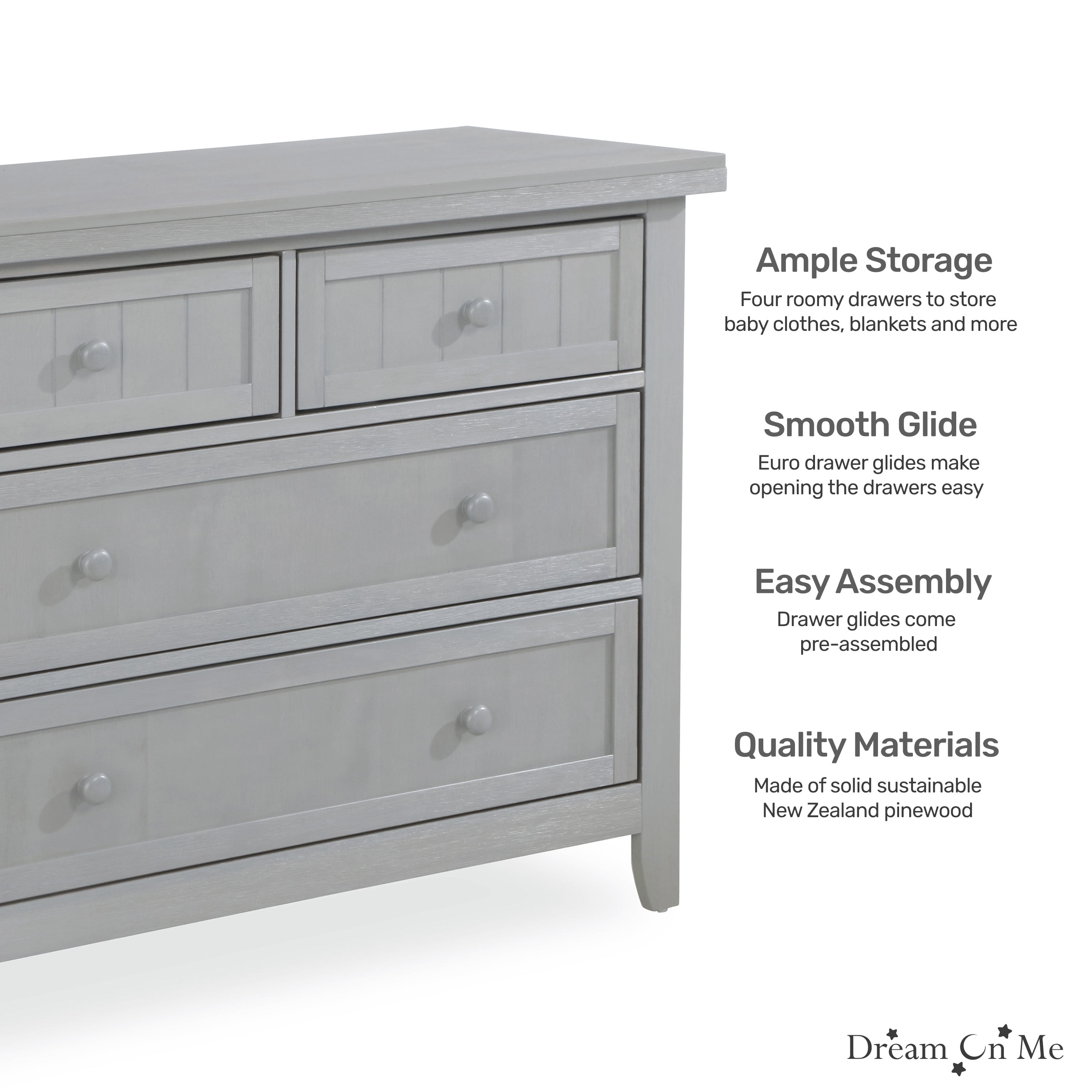 Dream On Me Wade Dresser, Pebble Grey