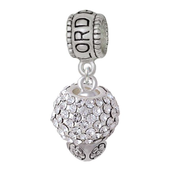 Delight Jewelry Silvertone Clear Crystal Sparkle Spinner Lord Guide Me Charm Bead