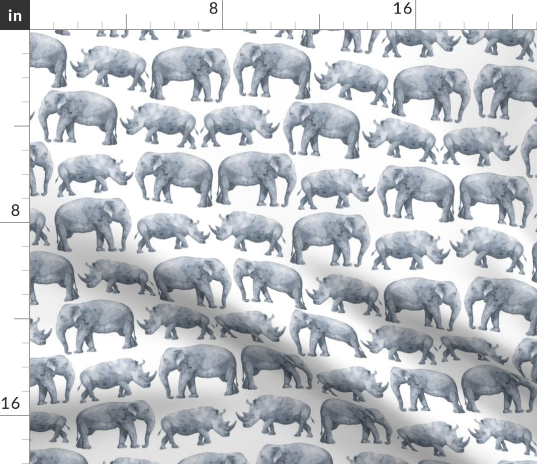 Spoonflower Fabric Elephant Rhino Wild Animals Jungle Simple Safari