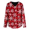 thumbnail image 4 of Pntutb - Camiseta de manga larga con cuello en V para mujer, informal, con estampado de copos de nieve de Navidad Pntutb Pntutb-5242, 4 of 4