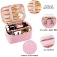 thumbnail image 2 of Bolsa De Cosméticos De Viaje De Gran Capacidad, Bolsa De Cosméticos Portátil De Cuero Resistente Al Agua, Neceser Multifuncional Para Mujer Con Asa. (blanquecino), 2 of 7