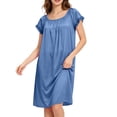 thumbnail image 2 of Levmjia Womens Nightgown Lightweight Round Neck Lace Solid Color Loose Mini Dress Home Sleep Casual Soft All Night Cozy Bedroom Rest Daily Indoor Relax Wear, 2 of 7