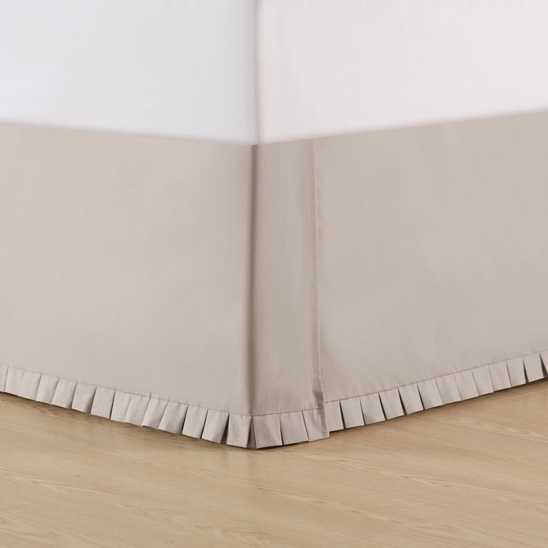 Taupe Box Pleat Queen Cotton Bed Skirt, 16" Drop photo 2