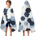 thumbnail image 3 of Blue Gold Hexagon Marble Hooded Bath Towel，50"x30" for Ages 3 To 12 Kids, Quick Dry Lightweight Soft Microfiber Hood Beach Towel Cover Up for Kids, 3 of 7