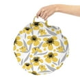 thumbnail image 2 of Floral Round Floor Cushion with Handle, Minimalistic Graphic Drawing of Yellow Flowers Pattern, Decorative Pillow for Living Room & Dorms, 18" Round, Pale Taupe Charcoal Grey, by Ambesonne, 2 of 4