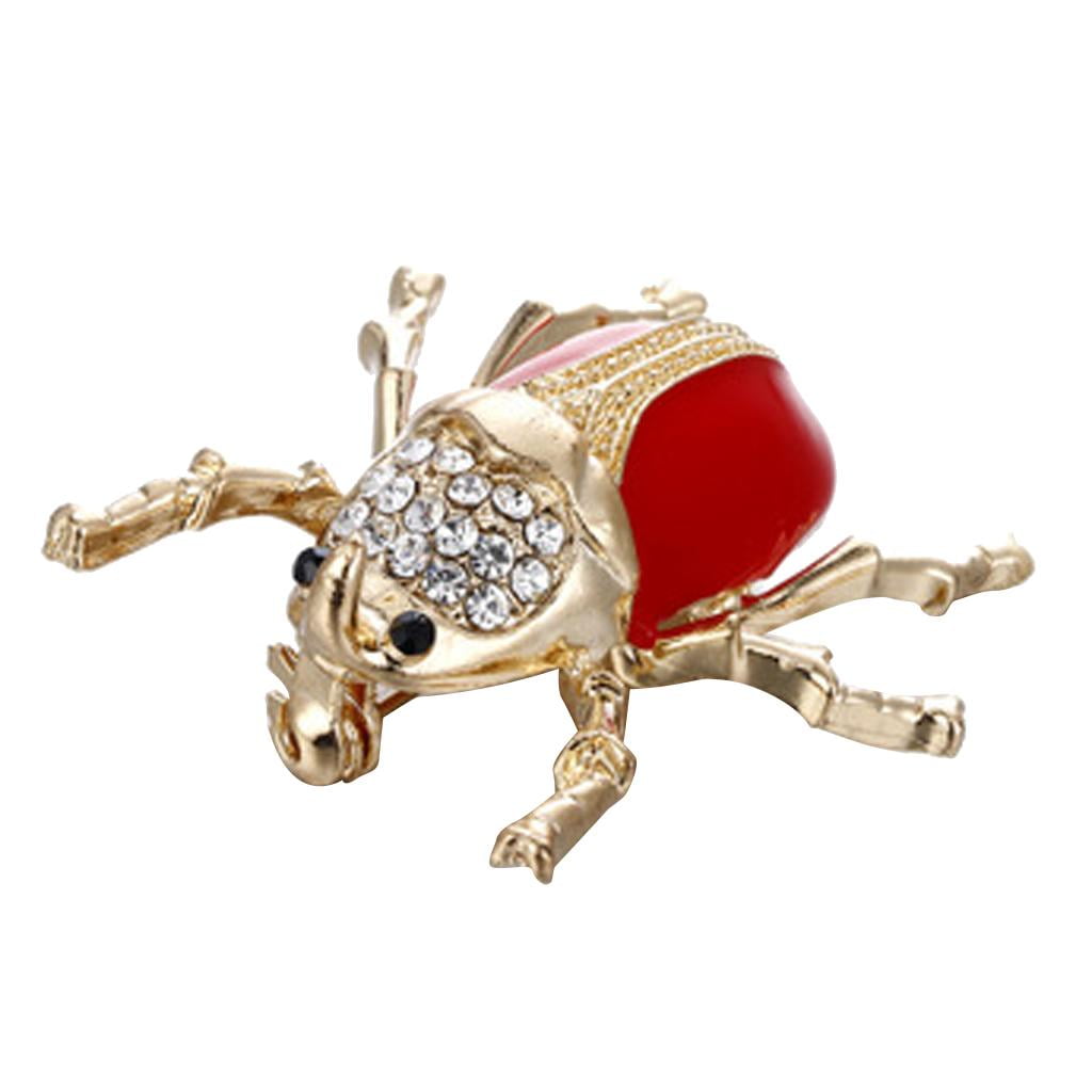 Beetles Crystal Brooche Elegant Party Office Pin Women Men Fashion Jewelry Gift 
