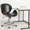Flash Furniture Mid-Back Walnut Wood Conference Office Chair in Black LeatherSoft