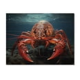 thumbnail image 3 of Designart "Coral Blue Lobster Grace" Animals Print on Natural Pine Wood, 3 of 5