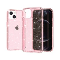 Glitter Clear Case for iPhone 14 Plus, Shining Sparkle Bling Military Grade Soft TPU Anti-Scratch Shockproof Cover Full Coverage Non-Yellowing Non-Slip Translucent Slim Lightweight Case, Pink