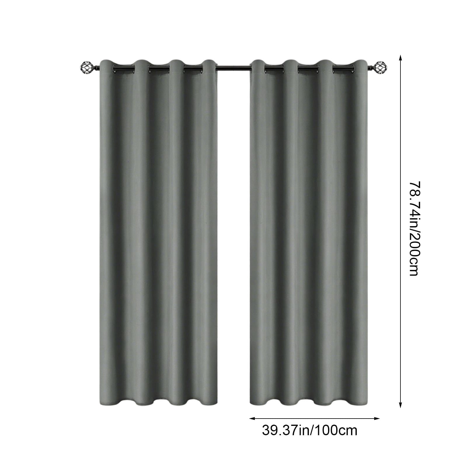 Fmbmuo Gray Black Out Curtains Perforated Style Blackout Thermal Insulation Decorations， Minimalist Tab 1 pcs Machine Washable Window Curtains， Bedroom/Living Room,79 Inch