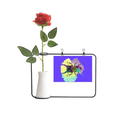 thumbnail image 1 of Sombra amarilla de escarabajo Botella de decoración de jarrones colgantes de flores rosas artificiales, 1 of 3