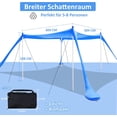 thumbnail image 7 of Beach Tent Canopy 10'x10' Beach Tents Sun Shelter 6-8 Person Beach Canopy Tent Sun Shade Easy Setup Pop Up Beach Shade Canopy Portable Beach Tent UPF 50+ Waterproof, Blue, 7 of 7