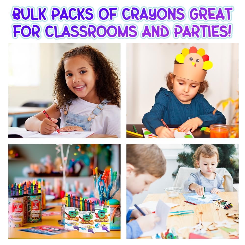 ArtCreativity Crayons Bulk Set - 75 Packs, 450 Total - Kids Crayons in 6 Colors - Classroom & Party Favors