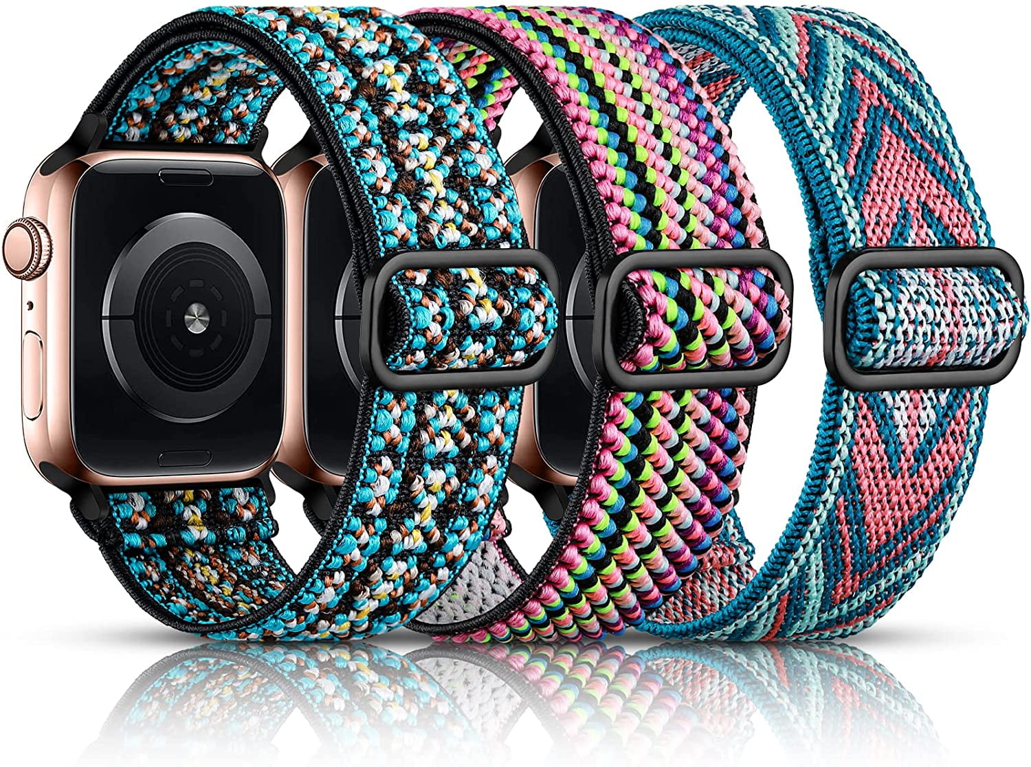 Ringlet mirakel trængsler Compatible with Apple Watch Band 38mm 40mm 41mm 42mm 44mm 45mm Women Men,  Stretchy Nylon Boho Solo Loop Elastics Braided Sport Replacement Straps for Apple  Watch 8 iWatch SE Series 7 6 5 4 3 2 1 - Walmart.com