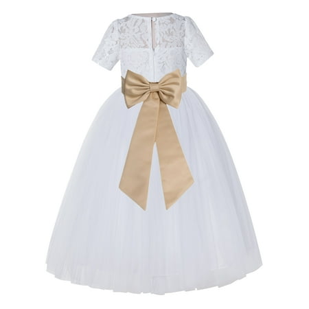 

White Floral Lace Vintage Flower Girl Dresses Special Occasions LG2T