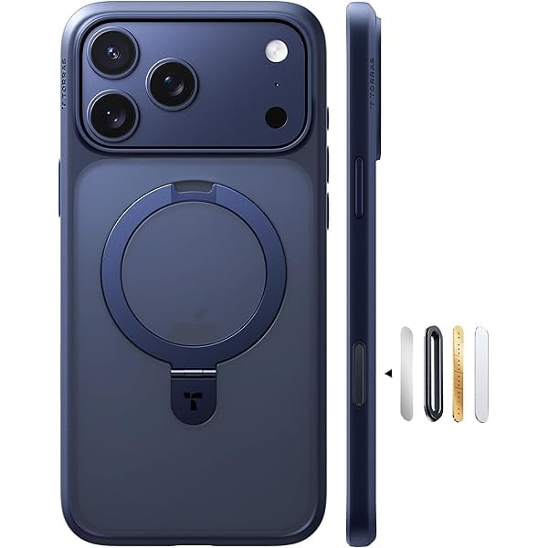 wonima11 TORRAS for iPhone 17 Pro Max Case with Stand, Compatible with MagSafe, 3X Military Grade Protection, Camera Control Button Translucent Slim Phone Case for iPhone 17 Pro Max 6.9", Deep Blue