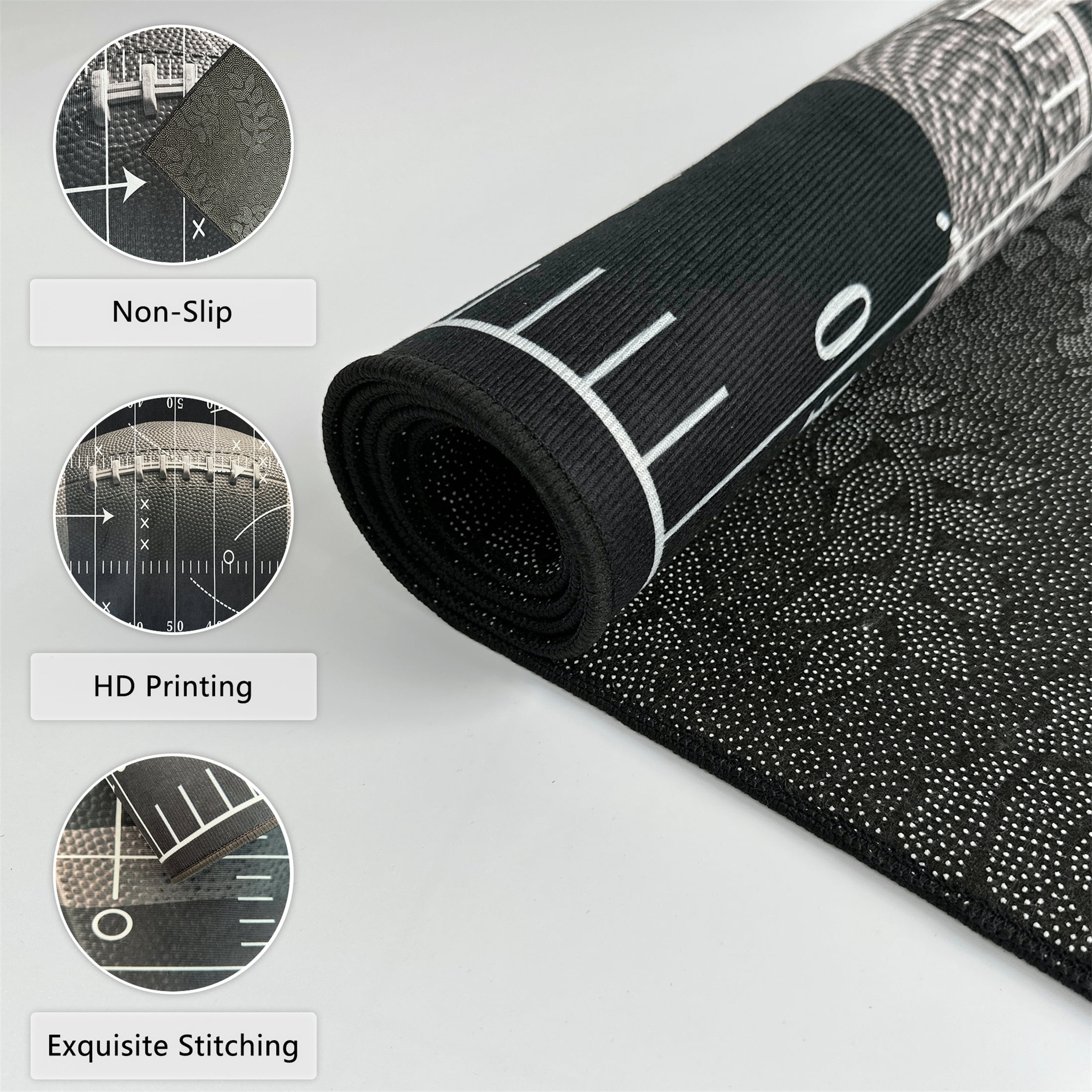 Football Rug for Bedroom,3'x5' Football Field Rugs with Non-Slip Backing,Sports Area Rug for Living Room and Game Room Decor