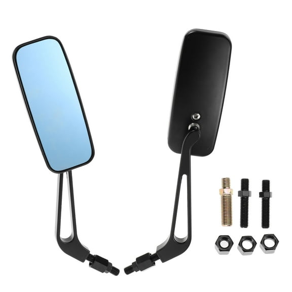 Unique Bargains M8/M10 Motorcycle Rear View Mirrors Bar End Side Mirrors Mount Adjustable Black Aluminum Alloy Square Shape